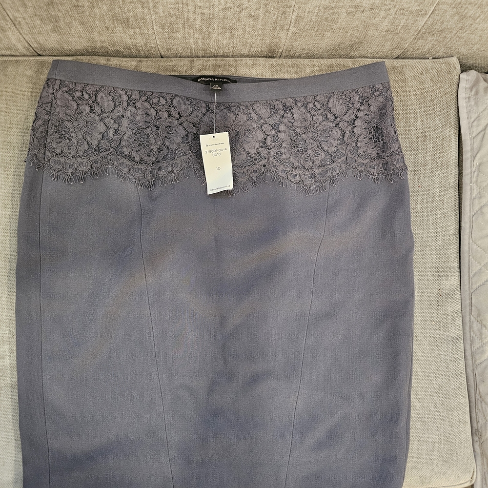 Banana Republic Gray Embellished Pencil Skirt